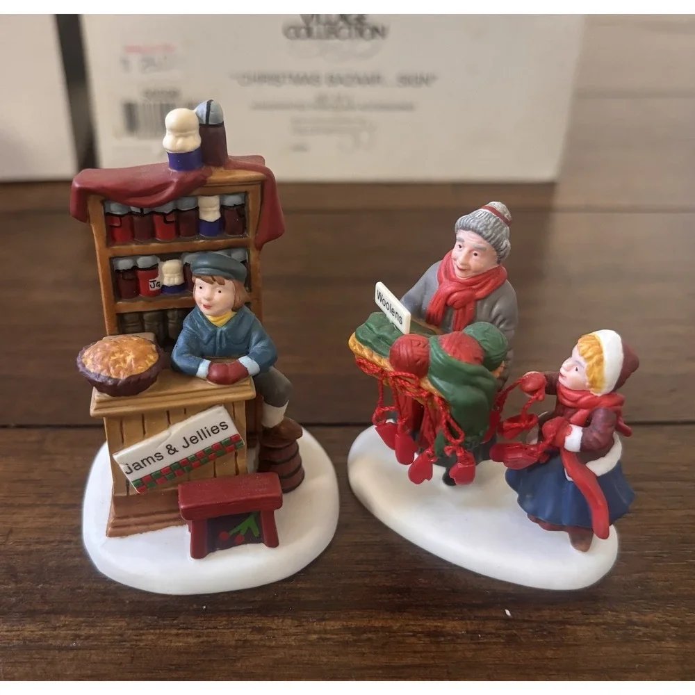 Department 56 Heritage Village Collection Christmas Bazaar Series Lot Of 4 EUC